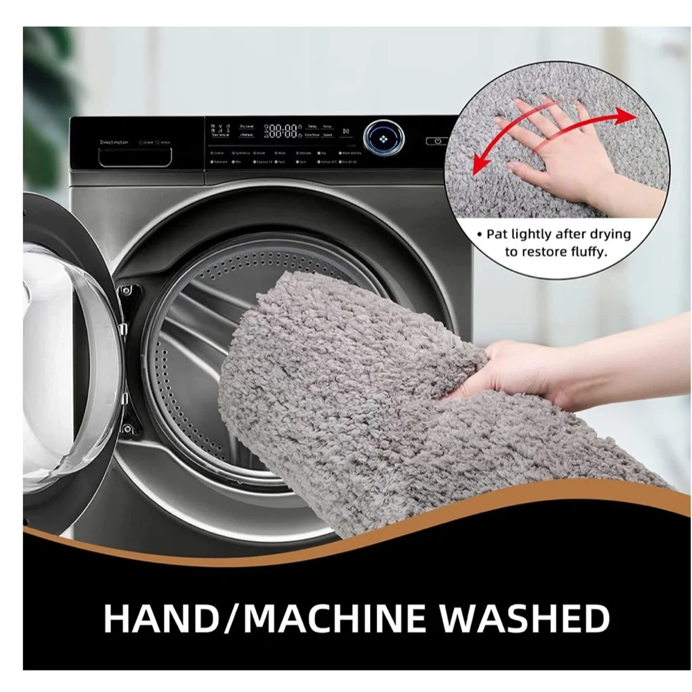 NEW Non Slip, Super Absorbent Soft Shaggy Bath Mat/Shower Rug,16”x24” Gray
